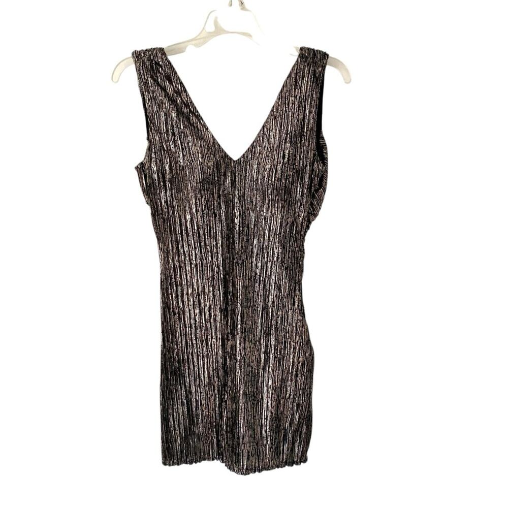 Revolve H:ours Gold Black Metallic Cowl Back Mini Dress size small padded bust